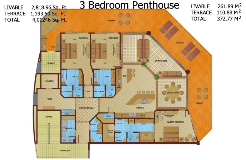 Three Bedroom Penthouse